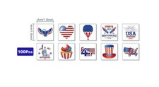 Patriotic Temporary Tattoo Stickers 100 pcs 10 styles