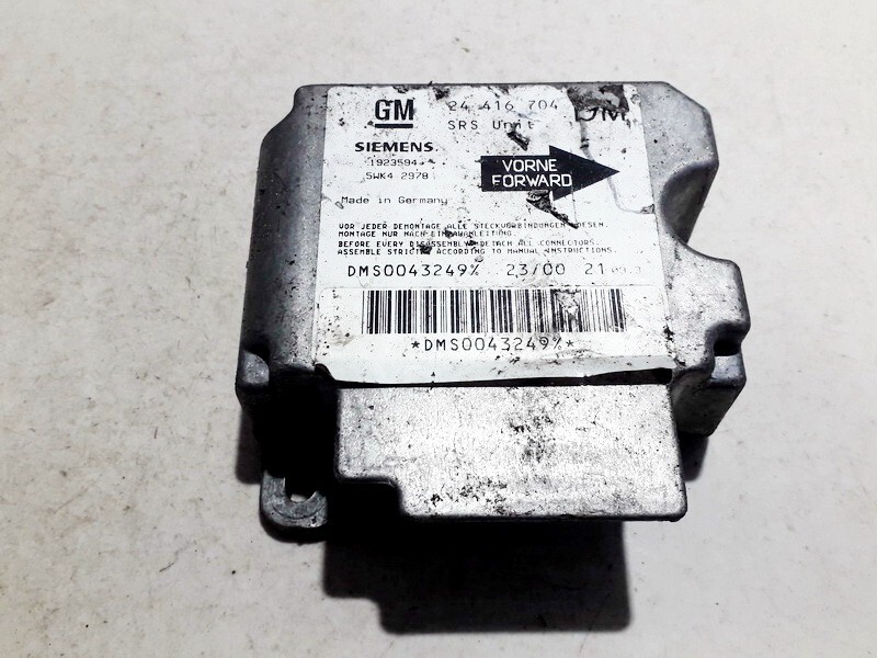 Opel Zafira 2001 módulo sensores choque 24416704, 1923594 5wk4 297 #754528-32