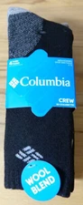 Columbia 4 Pair Wool Blend Crew Socks Men's Shoe Size 6-12 Black NEW