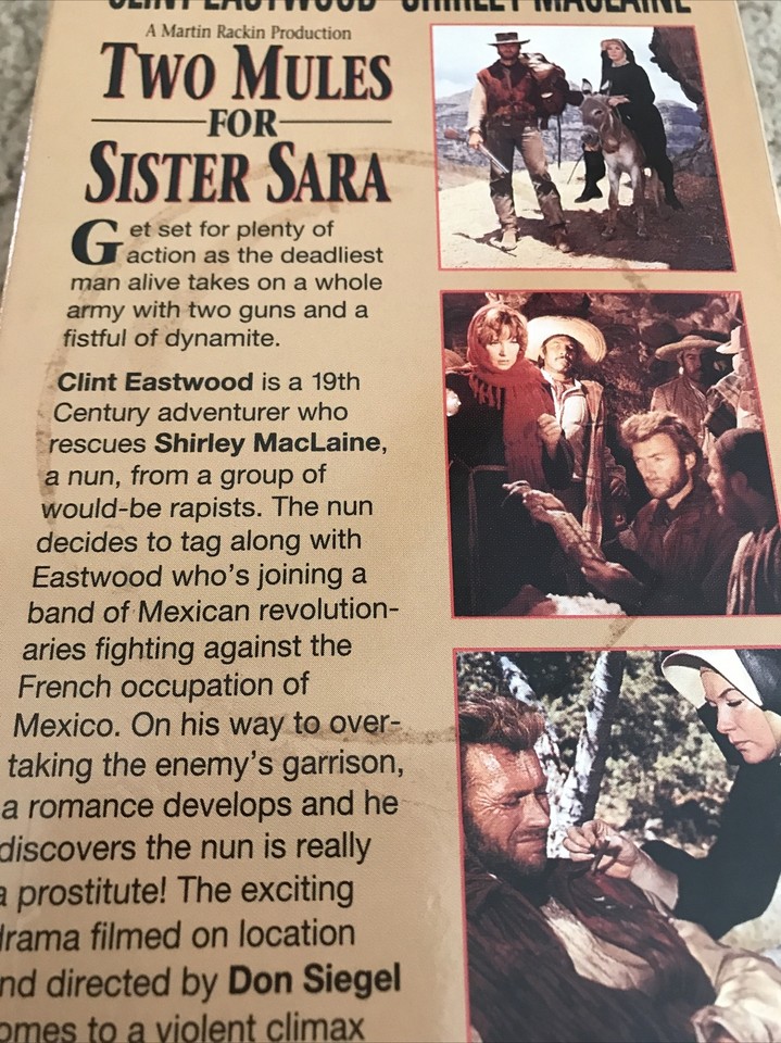Two Mules for Sister Sara 1962 (VHS, 1992) - Clint Eastwood - Shirley