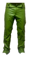 Men's Genuine Leather Pant Jeans Style 5 Pockets Motorbike Green Pants New