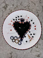 VINTAGE 1980 12" MAIN STREET 3D PORCELAIN POKER THEME Chips And Dip Plate!