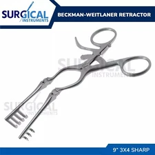 BECKMAN-Weitlaner Retractor 9" 3x4 SHARP Hinged Blade Stainless German Grade