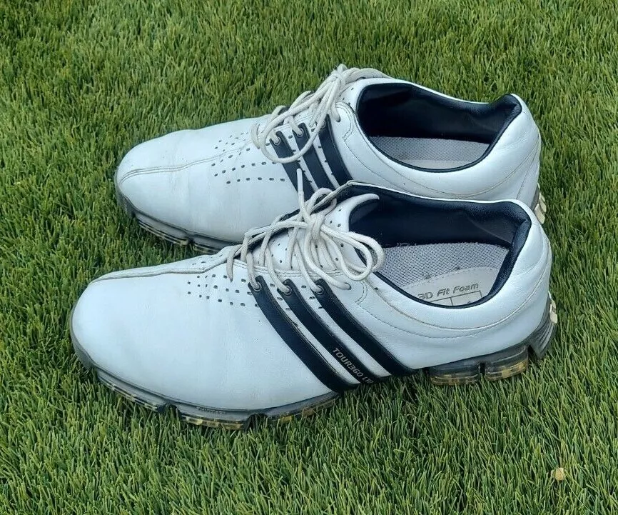 Adidas Tour 360 Mens 9 White Black Golf Shoes w 3D Fit Foam EVG 791003