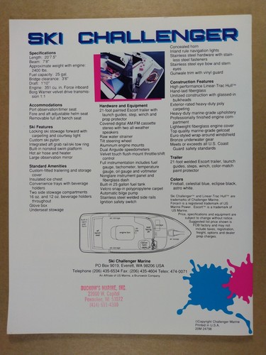 1989 Ski Challenger 2081 Boat Sales Brochure Folder - Picture 2 of 4
