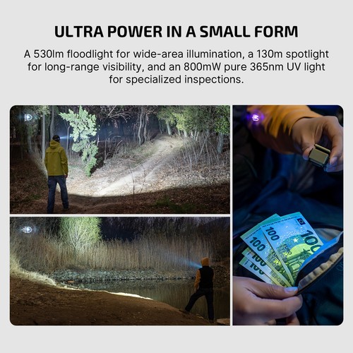 Olight Oclip Ultra 530 Lumen Clip On Torch with Floodlight, Spotlight,UV Light - Picture 8 of 24