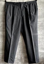 Vintage 1990s DKNY Donna Karan New York Dark Gray Wool Pleated Pants Sz 44 x 29
