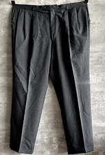 Vintage 1990s DKNY Donna Karan New York Dark Gray Wool Pleated Pants Sz 44 x 29