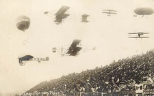 Los Angeles Great Aviation Air Meet RPPC Postcard Dominguez Field 1910 Bi Planes