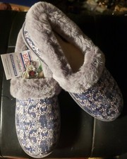 BOBS For SKECHERS Women's Too Cozy WOOF LODGE 113480 SLIPPERS Navy/Multi Size 10