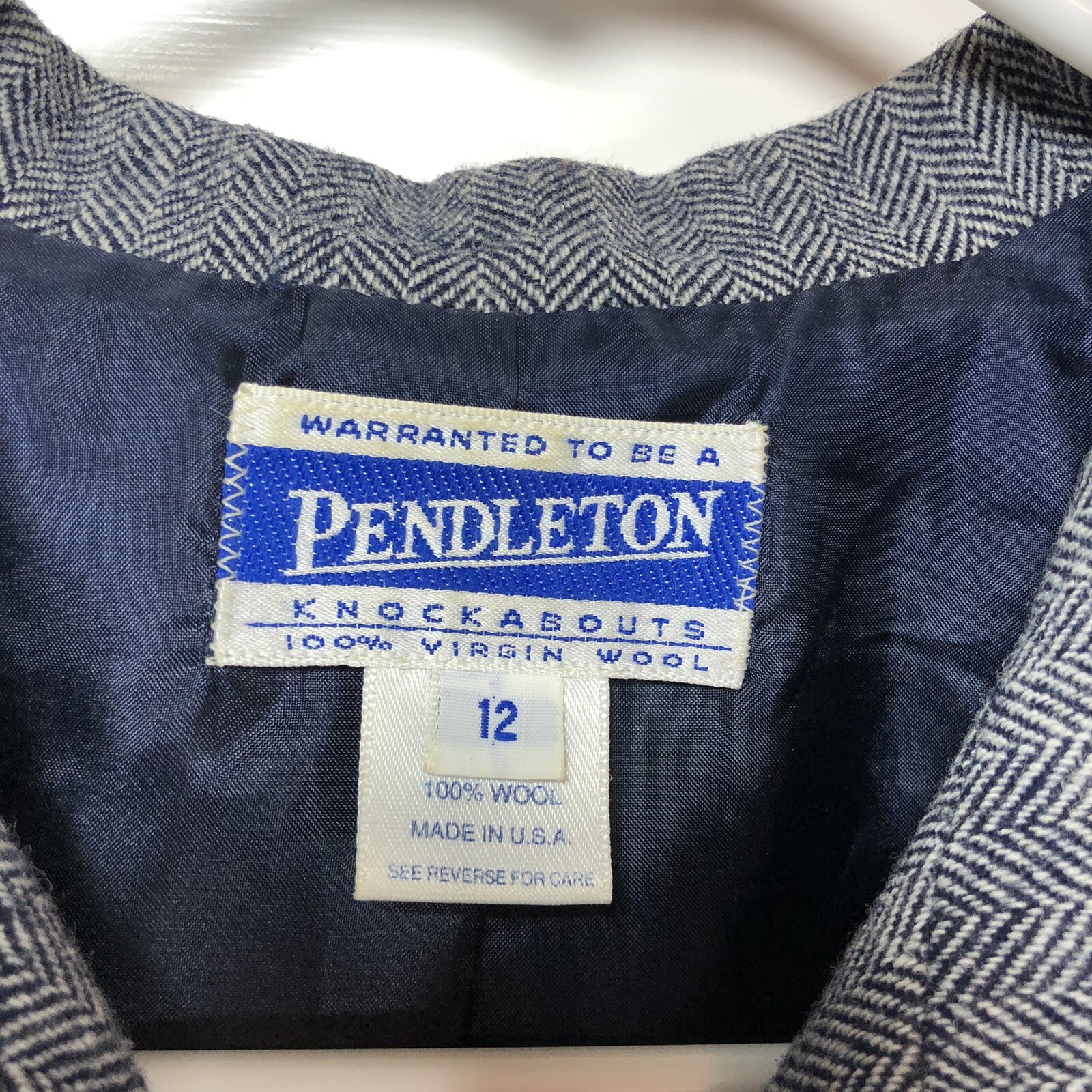 Vintage Pendleton Herringbone Jacket Full Zip 12 - image 4