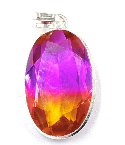 Oval Cut 81.10 Ct Multi-Color Brazil Ametrine Pendent With Free Silver Chain MKN - Picture 9 of 15