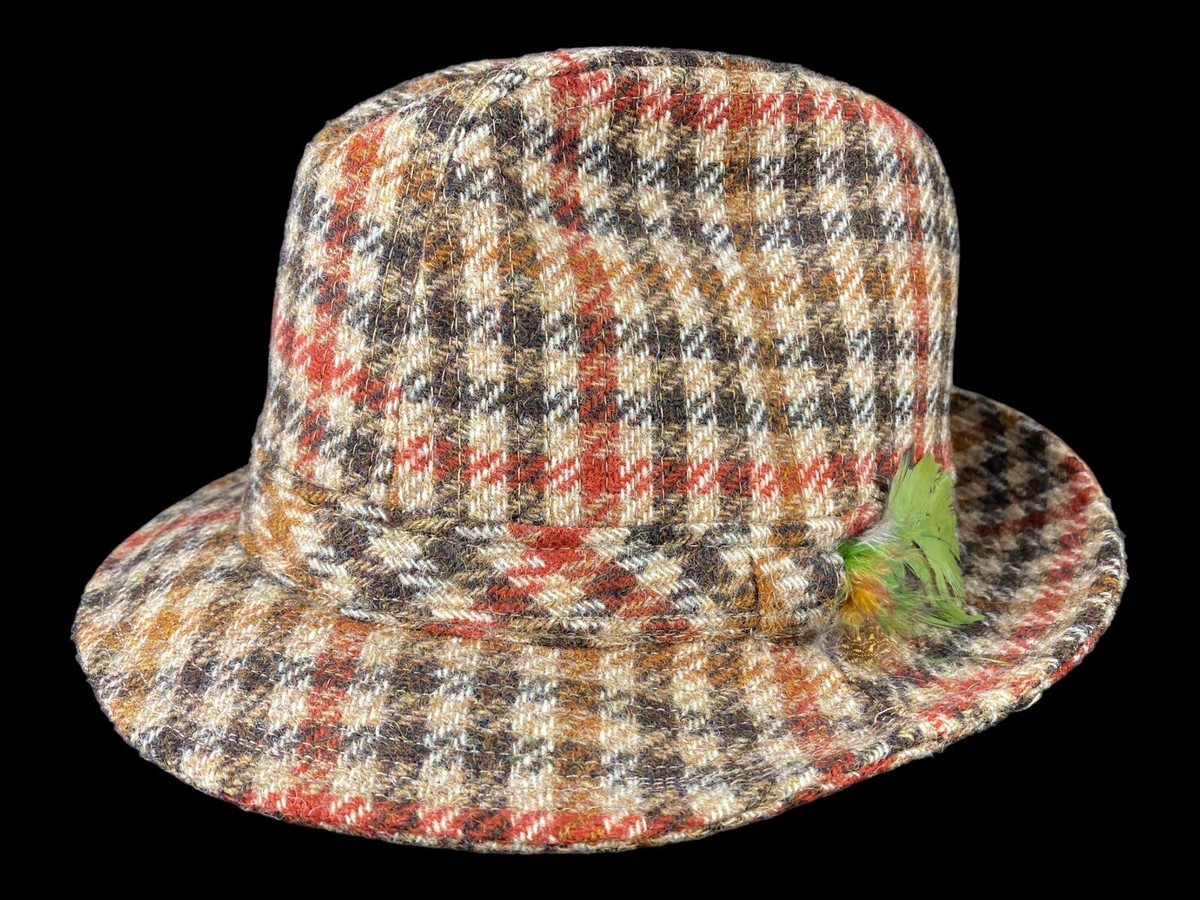 Vintage L.L. Bean Freeport ME Plaid Fedora Tweed Hat Size 7 
