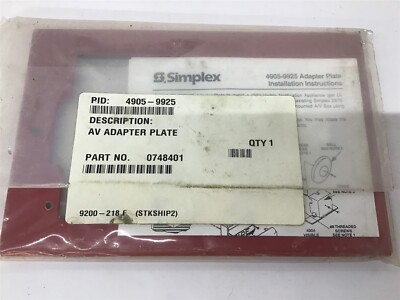 Simplex 4905-9925 Adapter Plate