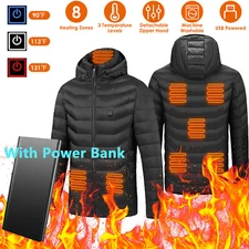 Heated Jacket or 20000mAh Battery Pack Men Winter Heated Soft Heating Warm Coat