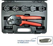 FREE STRIPPER Quick Change RF Coax Crimping Tool Kit RG8 RG58 RG174 RG213