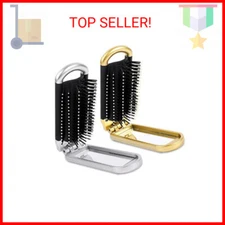 Sliverdew Travel Hair Brush, 2 Pcs Folding Hair Brush with Mini Mirror, Compact 