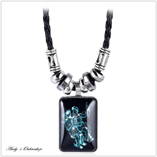 Sternzeichen Leder Halskette mit Anhänger Kette 12 Sternzeichen Geschenk Unisex - Bild 21 von 21