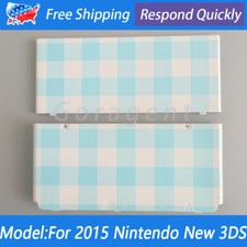 Top Bottom Cover Housing Shell Faceplate For Nintendo New 3DS Blue  White Quilt