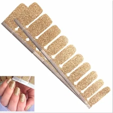 Jaysea Arts Nail Strips - Color Gold Glitter Street Nails Polish Art Wraps, B4G1