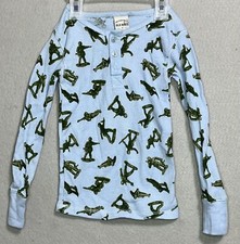 Old Navy Shirt Boys Blue Size 4 Soldier Print Lt Tee Long Sleeve Night