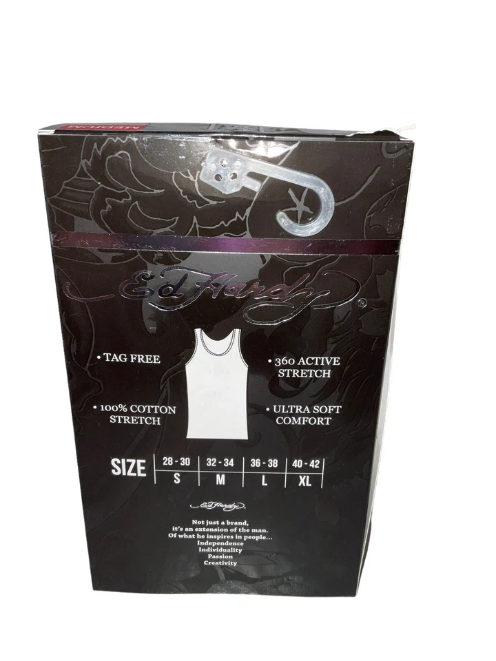 Paquete de 4 tanques acanalados Ed Hardy de ajuste cómodo para hombre talla mediana nuevos Foto 3 de 4