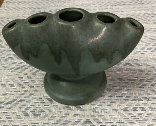 Roseville Carnelian II 1926 Vintage Pottery Ceramic Flower Frog Bud Vase 50-4