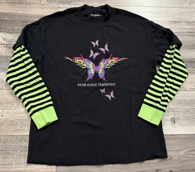 Vitriol Bixie Black Long Sleeve Shirt Adult Small Butterfly Goth Emo Punk Grunge