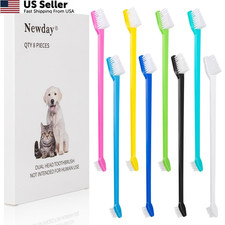 Newday Dog Toothbrush Set of 8 - Dual Headed, 1 Count Pack 8 , 8 Colors