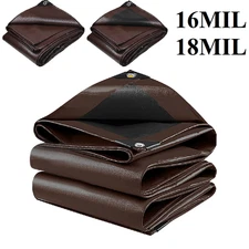 Heavy Duty Poly Tarp Silver 16 Mil 18 Mil Waterproof Tarpaulin Cover w/Grommets