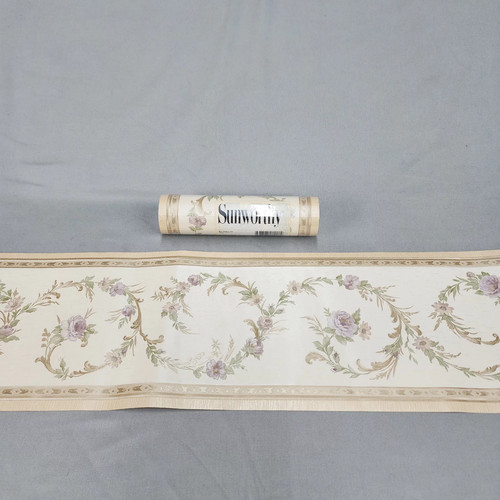Sunworthy Country Floral Cream Lavender Wallpaper Border New Prepasted Vinyl