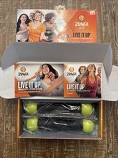 Zumba Gold Live It Up 3 DVD Box Set Bastoncini Tonificanti Maraca Shaker Pesi Guide 