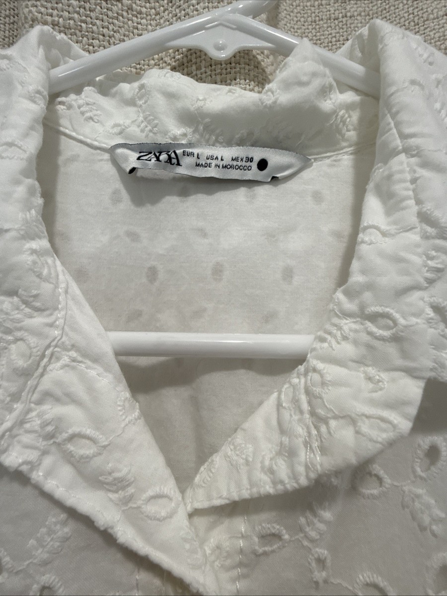 Zara Dress Embroidered White Zara Dress Embroidered White