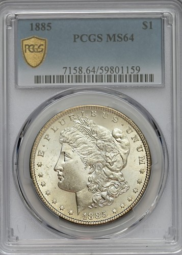 1885 Morgan Silver Dollar $1 PCGS MS64 Gold Shield Philadelphia Mint Very Nice - Picture 3 of 4