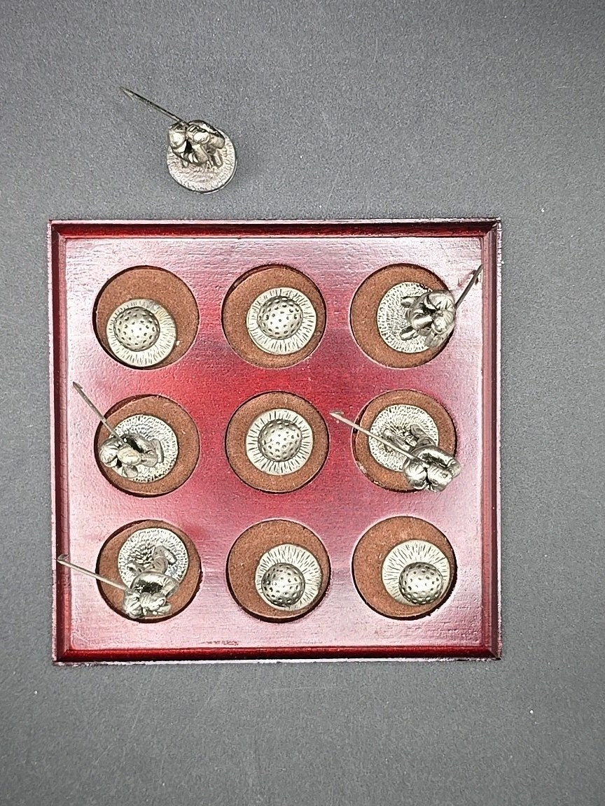 VTG Crest & Foster Pewter Golf Men & Balls Tic Tac Toe Game Set~ Man Cave 