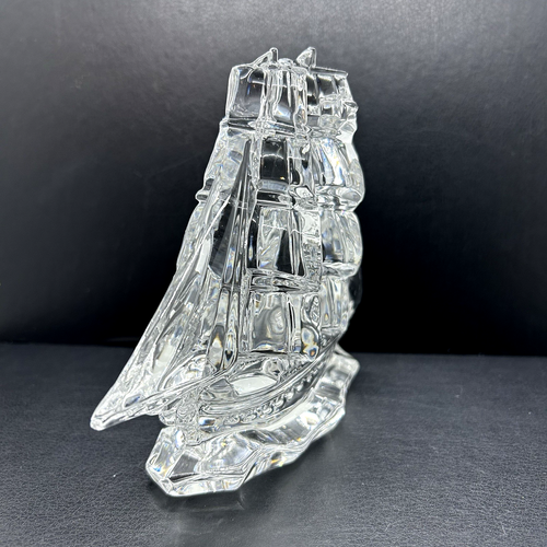 Waterford Cristallo Alto Veliero Scultura Statuina Fermacarte 5,5x6,75" - Foto 3 di 8