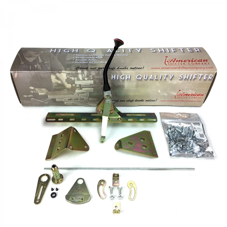 Kit de palanca de cambios de una sola acción de transmisión AOD 8" brazo negro con perilla negra transmisión automática Foto 2 de 4