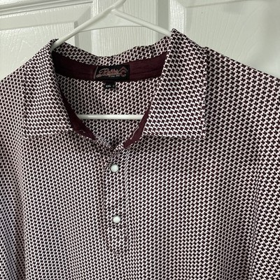 Rafter C Polo Shirt Texas AOP Pearl Snap Maroon Short Sleeve Men 2XL