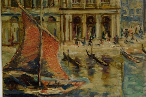 Pintura antigua 1955, Plaza de San Marcos en Venecia, óleo, sign. dat., 85,5 x 66 cm - Imagen 10 de 14
