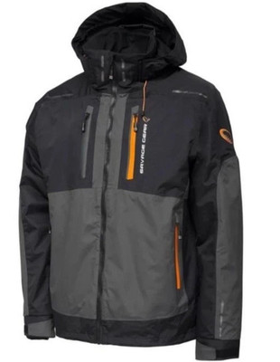 Savage Gear Waterproof Jacket Gunmetal Grey Insulated Attach Hood Small Large XL