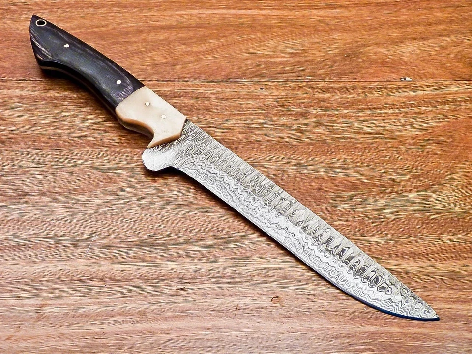 Custom Handmade Damascus Steel Blade Camping Hunting Knife Bowie Knife