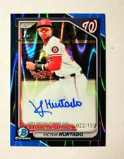 Victor Hurtado 2024 1st Bowman Chrome AUTO BLUE RayWave REFRACTOR 022/150 RC L6