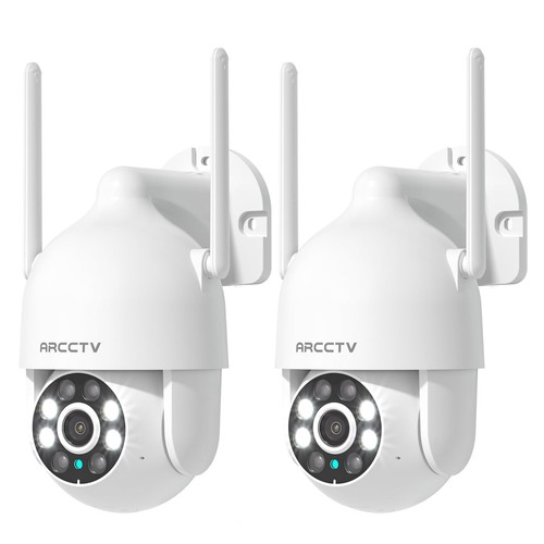 ARCCTV 2-Pack 2K 360°PTZ Security Cameras,WiFi 6,Color Night Vision & 2-Way Talk