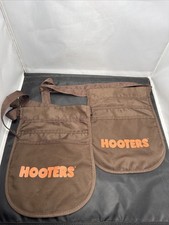 Two Authentic Hooters Waitress Uniform Apron Black Money Pouches