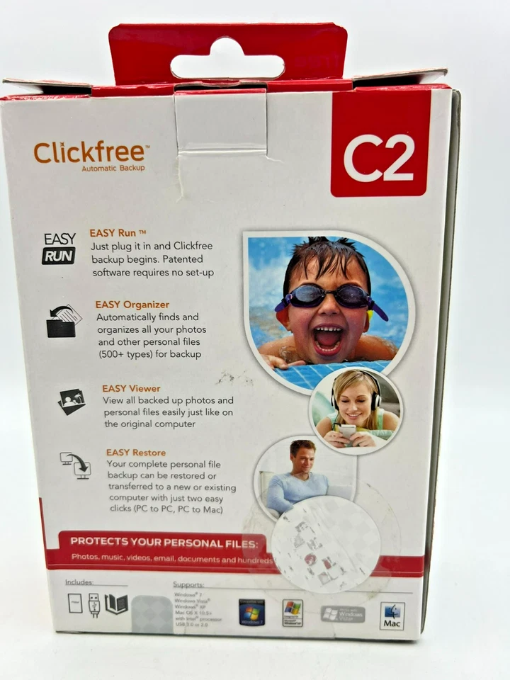 Clickfree C2 500GB Automatic Backup Portable External Hard Drive Mac PC Open Box - Image 3 of 4