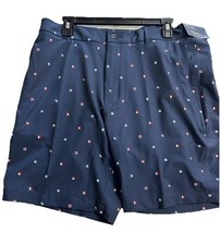 Walter Hagen P11 EWaist Navy Sailing Geo Men's 36 Printed Shorts D1