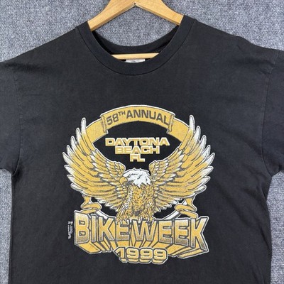 VTG 1999 Daytona Bike Week Shirt Men s L Black Eagle Biker Design Florida Biker 