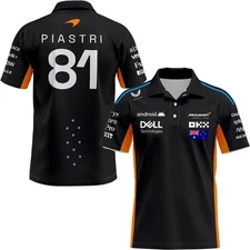 Oscar Piastri 81 McLaren F1 2025 Black  Media Polo Shirt Free Aus Post