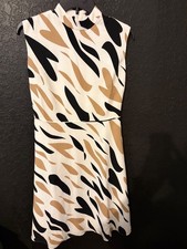 Ann Taylor Animal Print A-Line Dress With High Neck Back Zipper Closure Size 2P