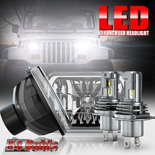 Pair 7x6 5x7 Led Headlights H4 Hilo For Jeep Comanche Mj 1986-1992